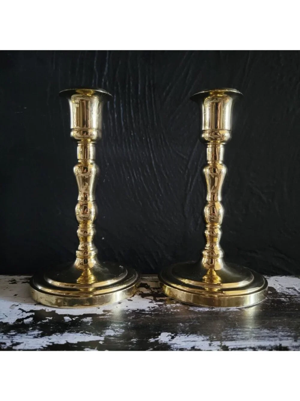 Partylite Solid Brass Colonial Style Candlestick Holders Pair Classic Design - Picture 2 of 3